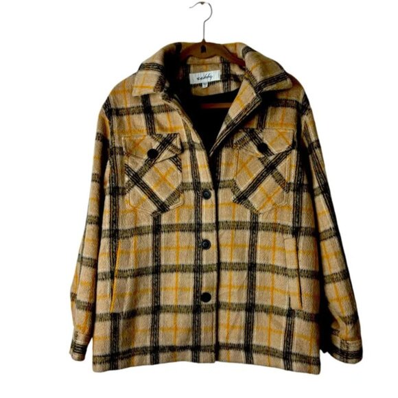 Sebby Jacket Shacket Small Chore Coat Plaid Pockets Lined Wool Blend Fall Barn - Picture 1 of 10
